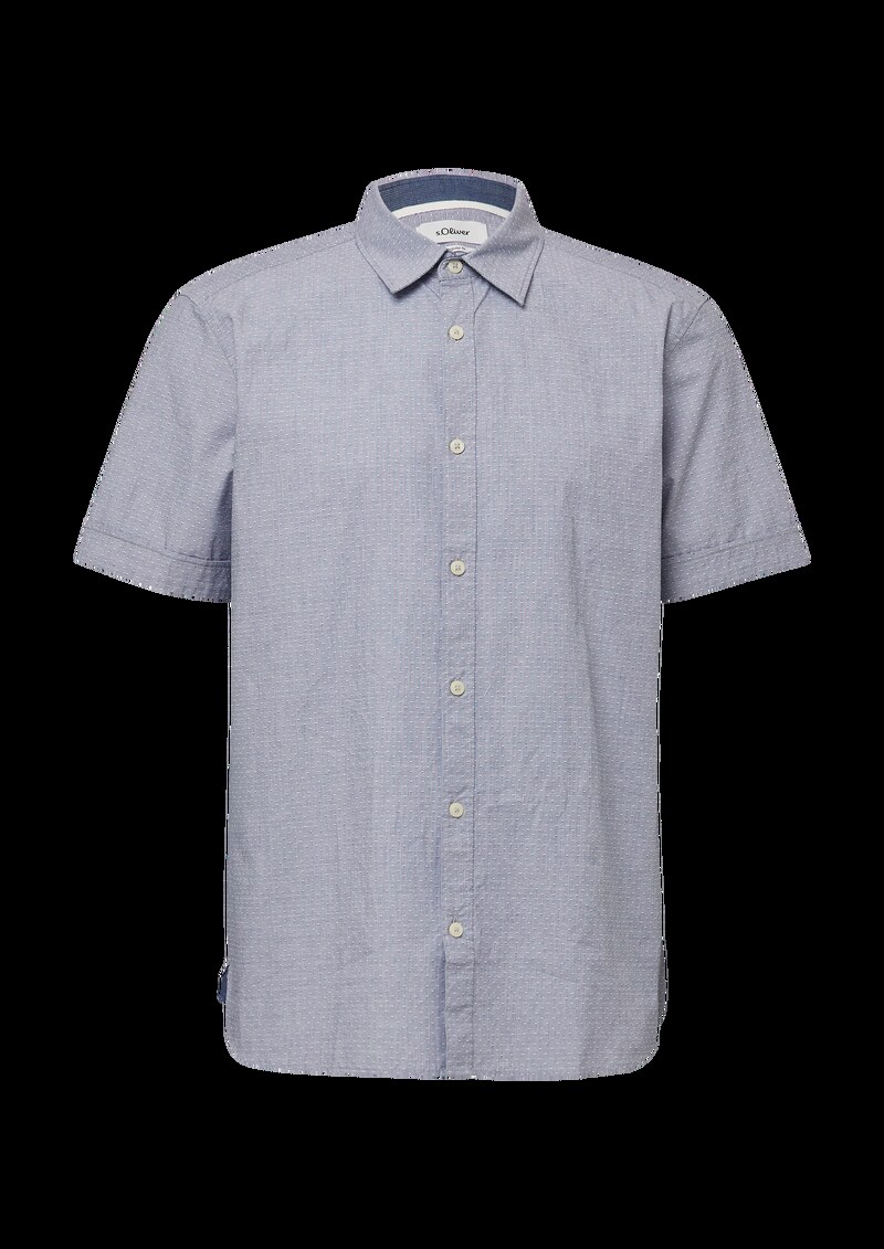 Regular Fit: Strukturiertes Kurzarmhemd aus Baumwolle mit Kentkragen