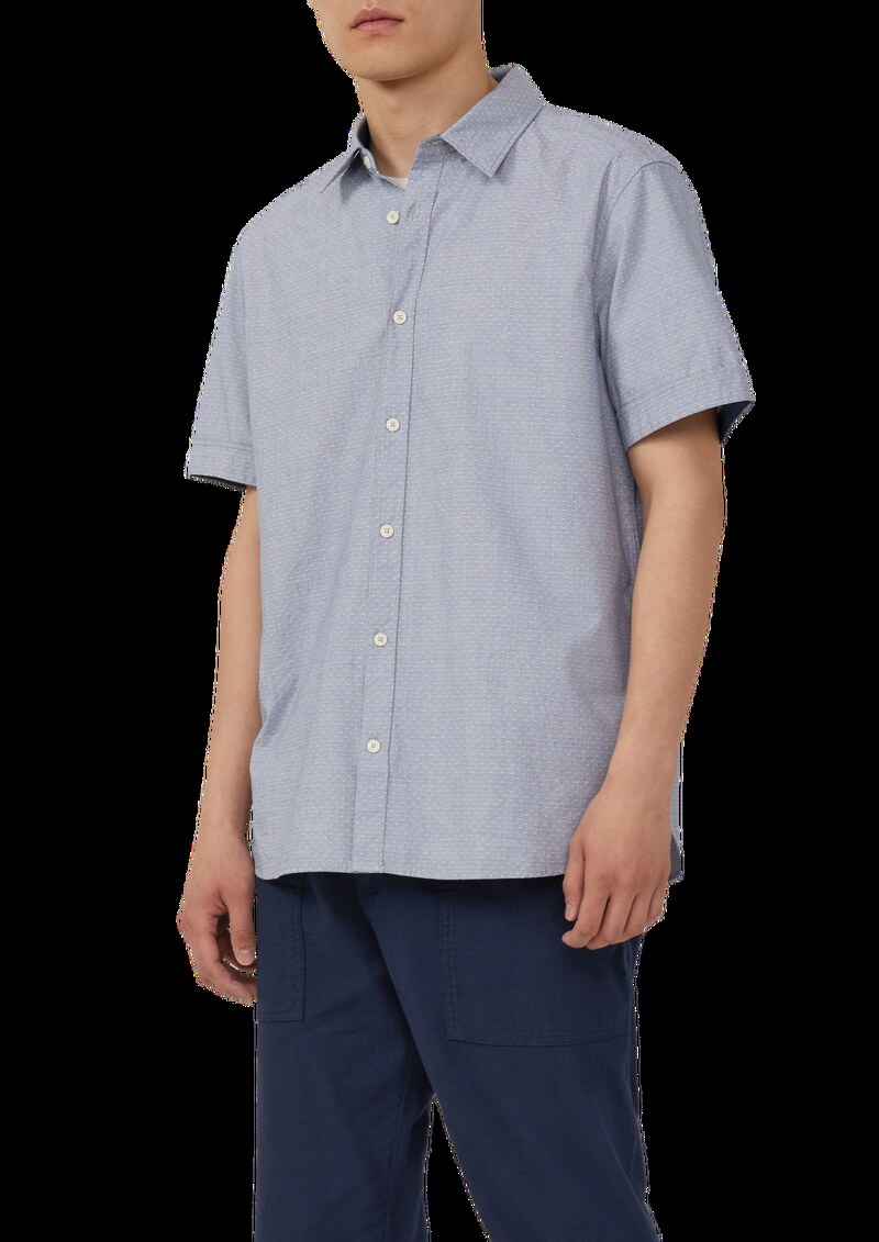 Regular Fit: Strukturiertes Kurzarmhemd aus Baumwolle mit Kentkragen