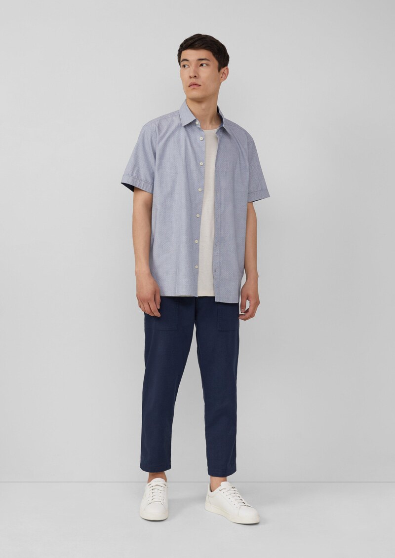 Regular Fit: Strukturiertes Kurzarmhemd aus Baumwolle mit Kentkragen