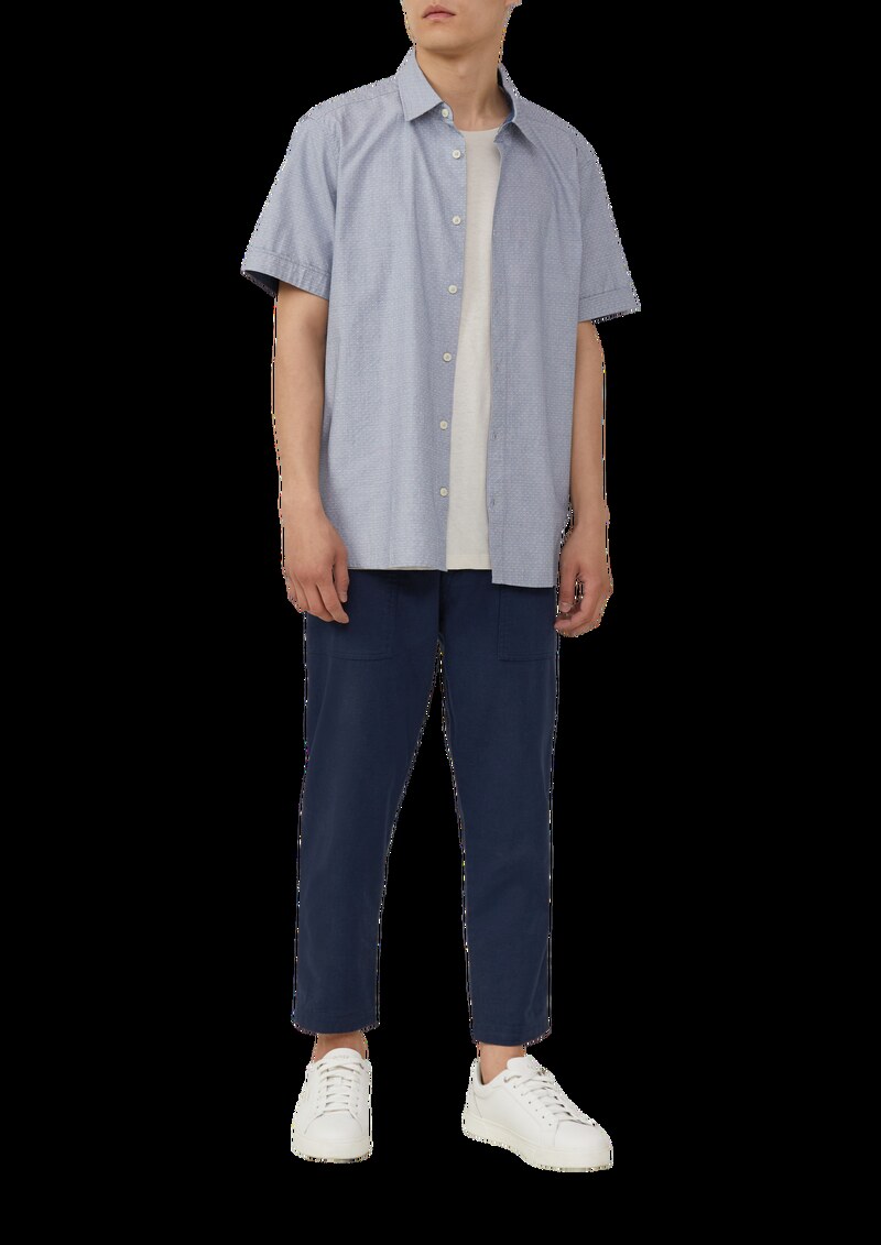 Regular Fit: Strukturiertes Kurzarmhemd aus Baumwolle mit Kentkragen