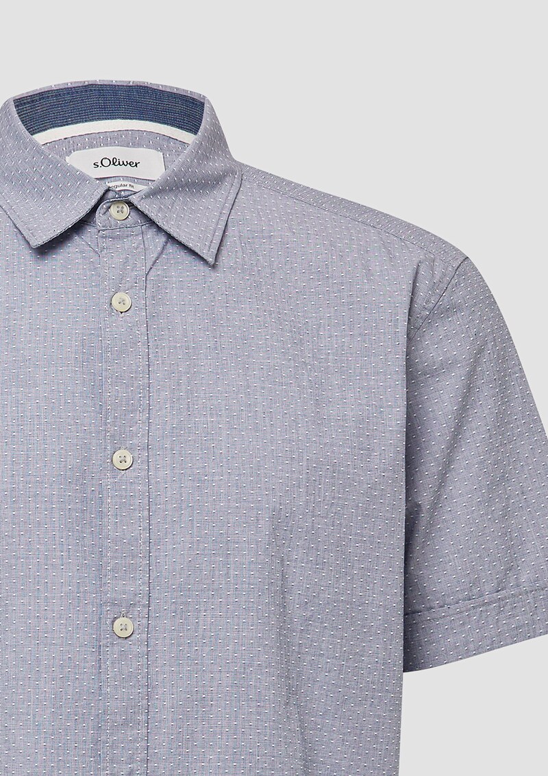 Regular Fit: Strukturiertes Kurzarmhemd aus Baumwolle mit Kentkragen