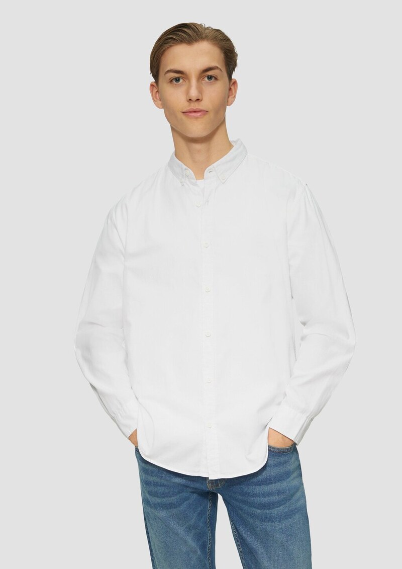 Gewaschenes Twillhemd mit Logostickerei