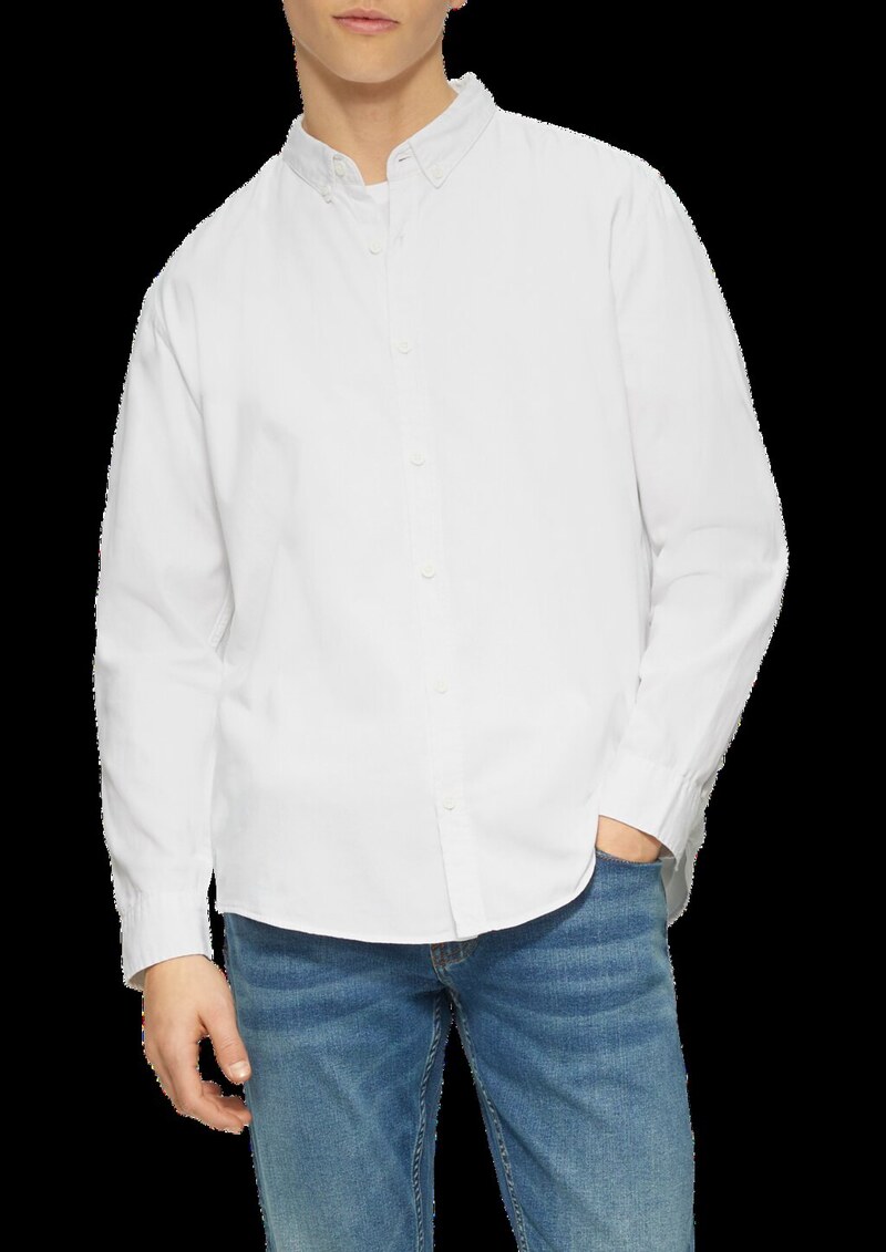 Gewaschenes Twillhemd mit Logostickerei