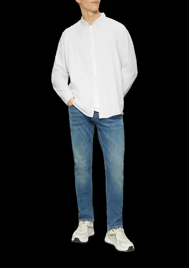 Gewaschenes Twillhemd mit Logostickerei
