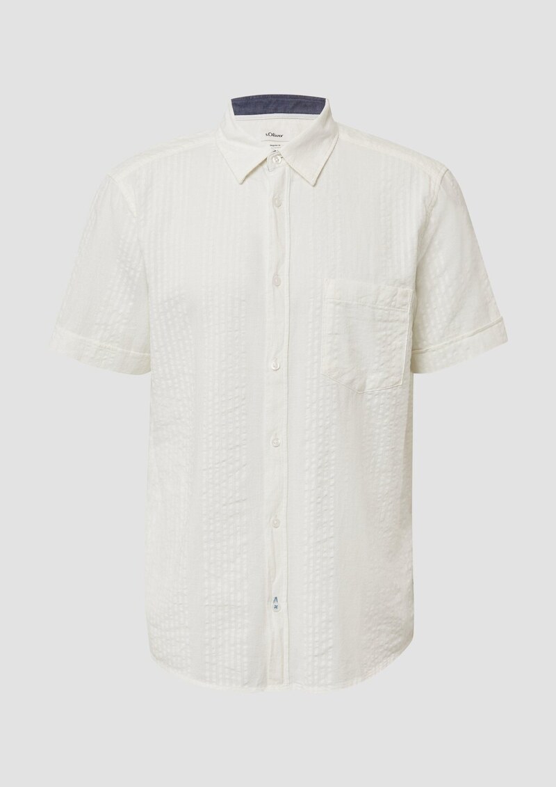 Regular Fit: Strukturiertes Kurzarmhemd mit Kentkragen