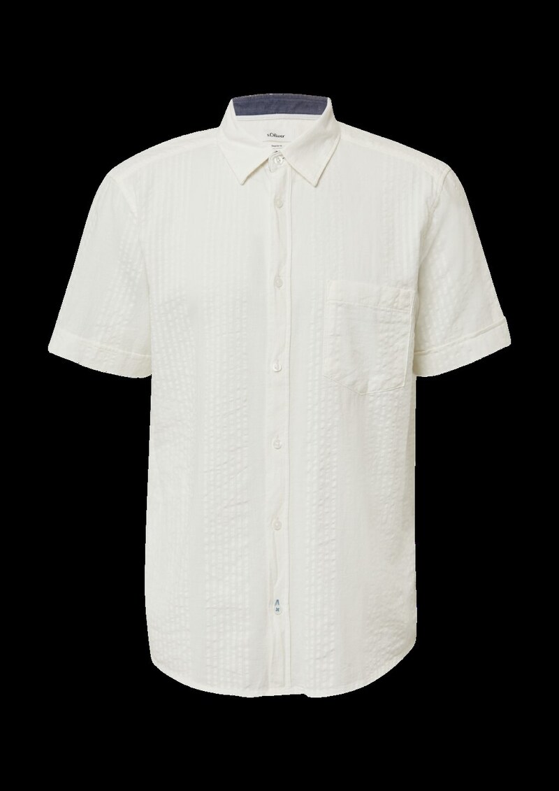Regular Fit: Strukturiertes Kurzarmhemd mit Kentkragen