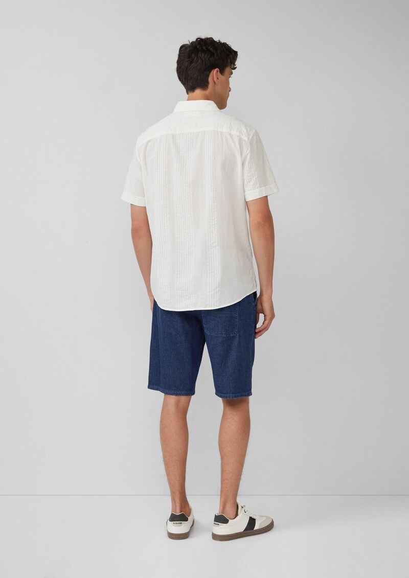 Regular Fit: Strukturiertes Kurzarmhemd mit Kentkragen