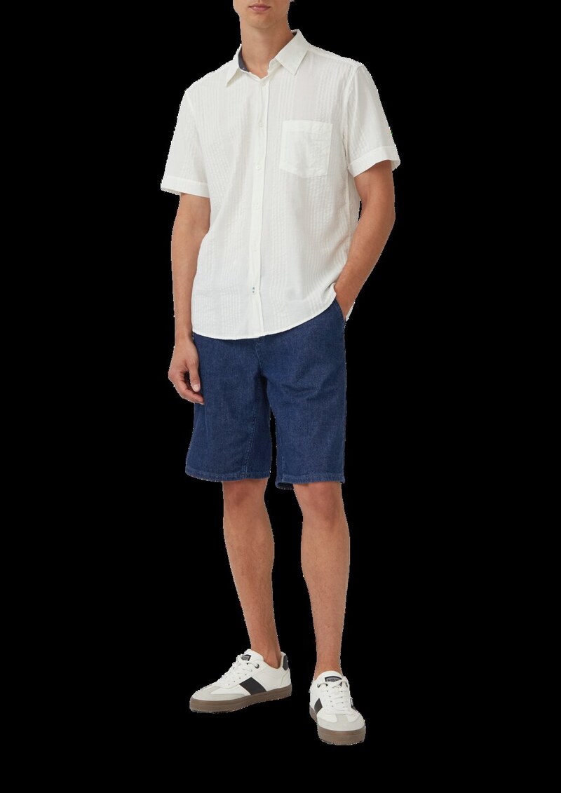 Regular Fit: Strukturiertes Kurzarmhemd mit Kentkragen