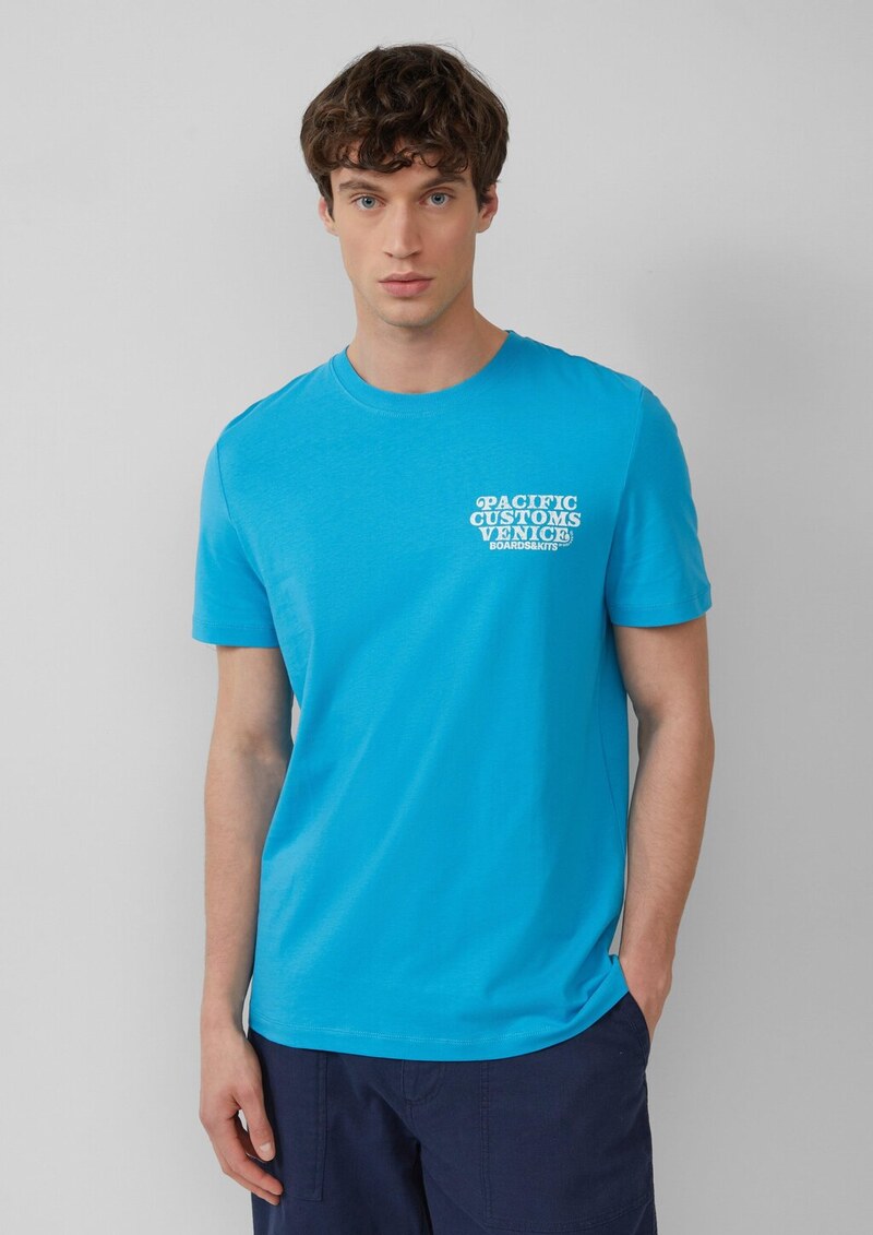 Baumwoll-T-Shirt mit Crewneck und Artwork