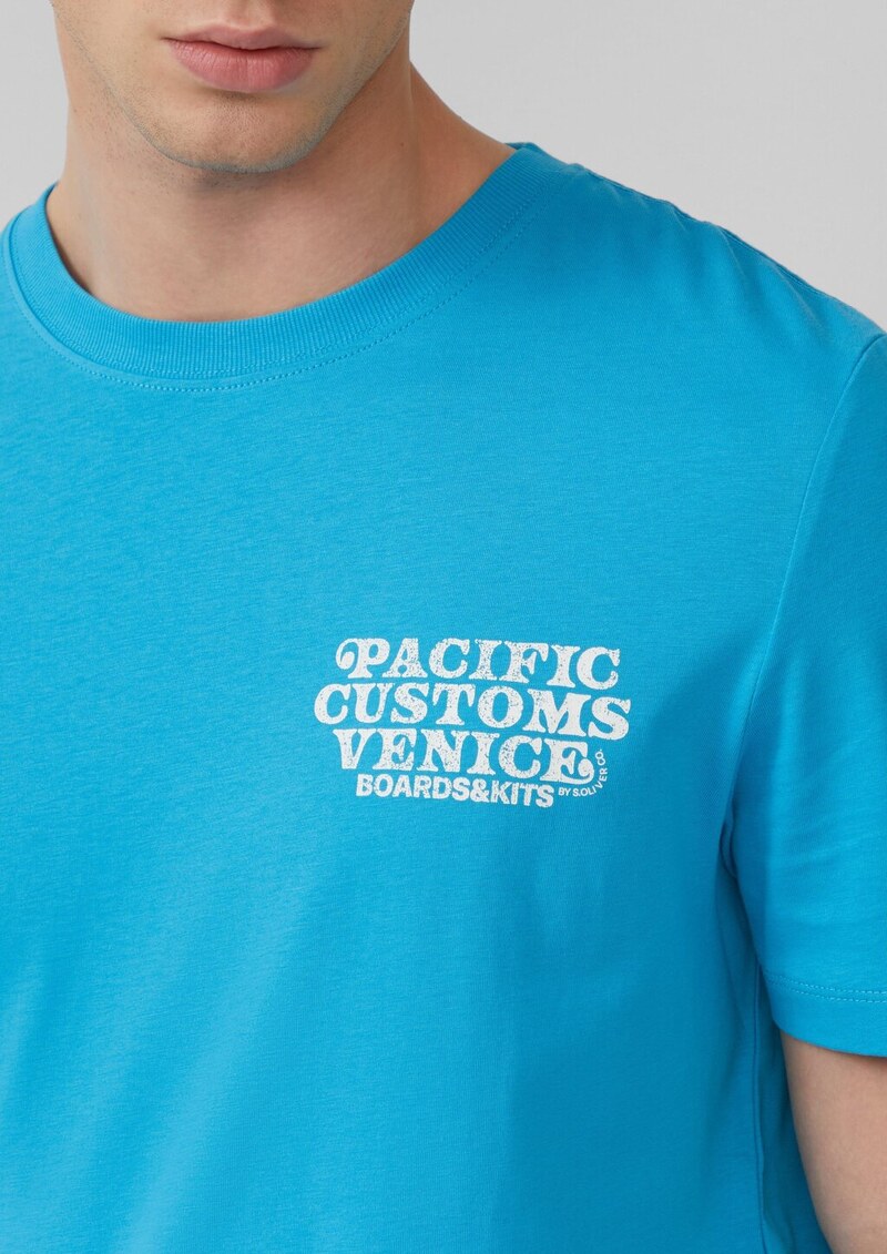 Baumwoll-T-Shirt mit Crewneck und Artwork