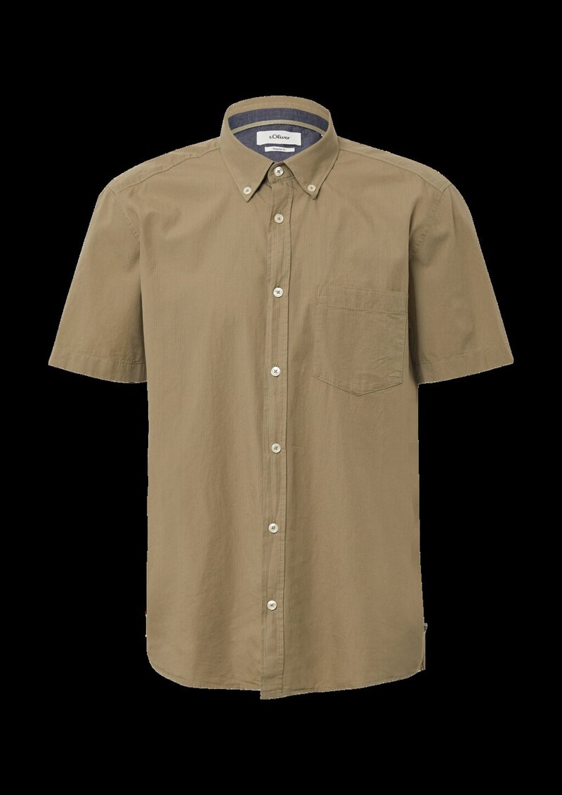 Regular Fit: Kurzarmhemd mit Struktur-Streifen und Button-Down-Kragen