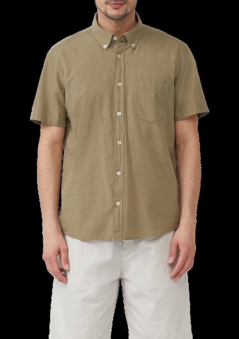 Regular Fit: Kurzarmhemd mit Struktur-Streifen und Button-Down-Kragen