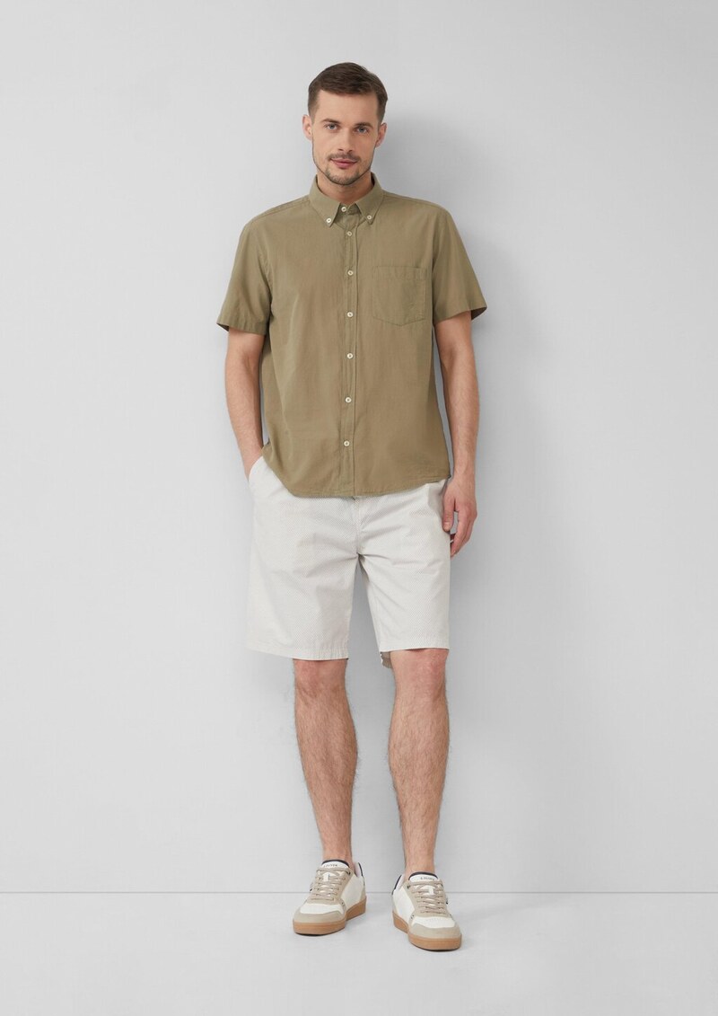 Regular Fit: Kurzarmhemd mit Struktur-Streifen und Button-Down-Kragen