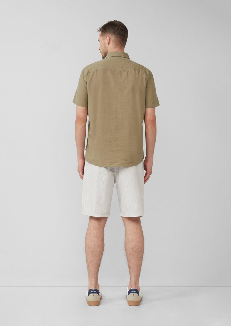 Regular Fit: Kurzarmhemd mit Struktur-Streifen und Button-Down-Kragen