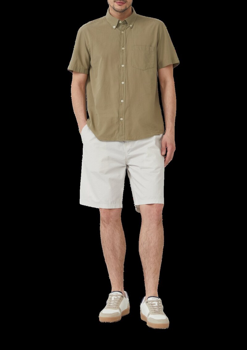 Regular Fit: Kurzarmhemd mit Struktur-Streifen und Button-Down-Kragen