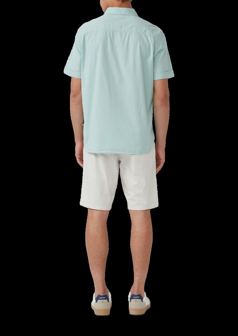 Regular Fit: Kurzarmhemd mit Strukturstreifen und Kentkragen