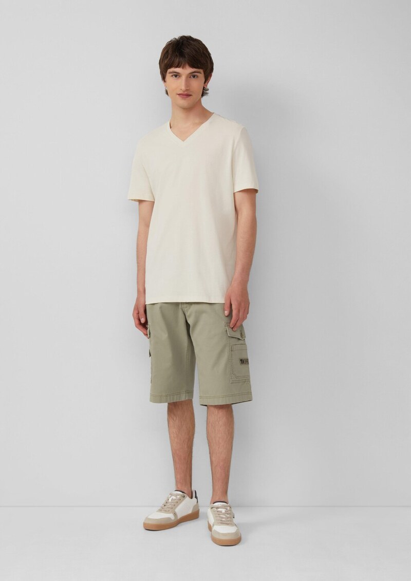 Jersey-T-Shirt mit V-Ausschnitt und Logo