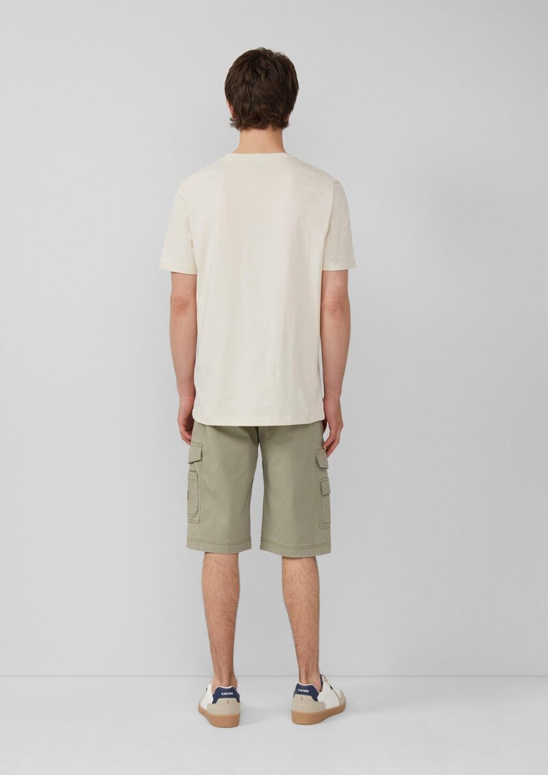 Jersey-T-Shirt mit V-Ausschnitt und Logo