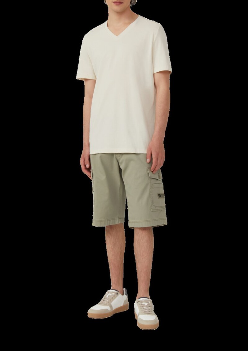 Jersey-T-Shirt mit V-Ausschnitt und Logo