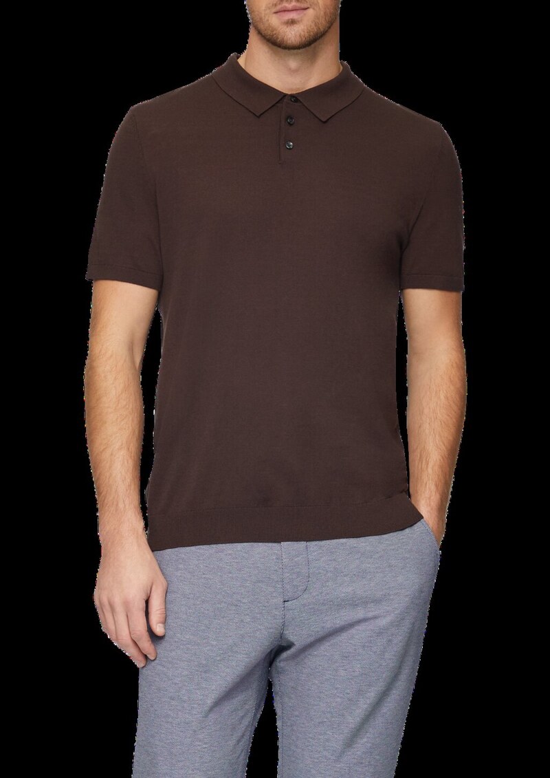 Feinstrick-Poloshirt aus Baumwoll-Seide-Mix