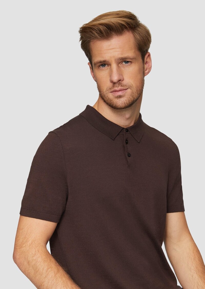 Feinstrick-Poloshirt aus Baumwoll-Seide-Mix