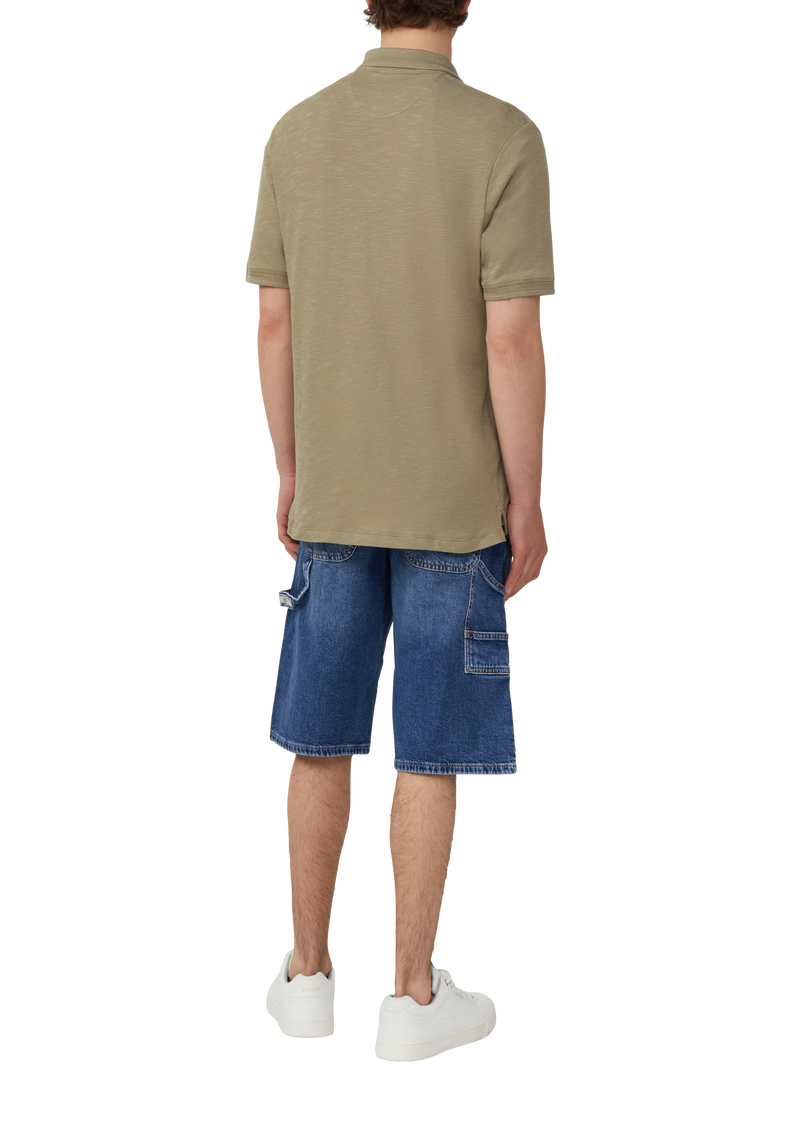 Flammgarn-Poloshirt mit Brusttasche und Stickerei