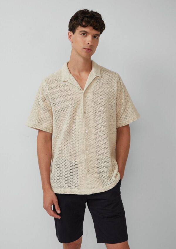 Resort Fit: Häkel-Kurzarmhemd aus Baumwolle