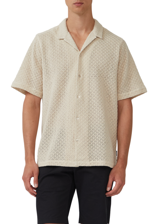 Resort Fit: Häkel-Kurzarmhemd aus Baumwolle