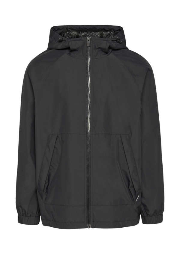 Windbreaker-Jacke mit Kapuze und Rückenprint