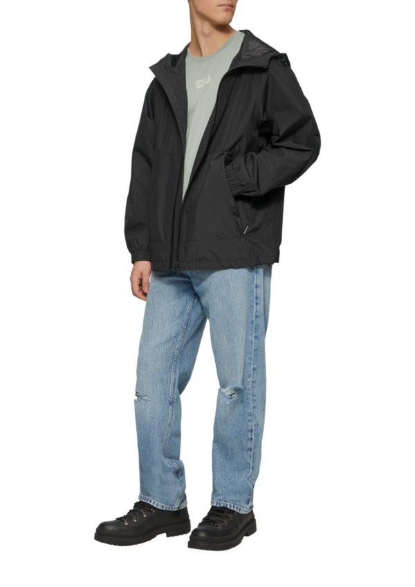 Windbreaker-Jacke mit Kapuze und Rückenprint
