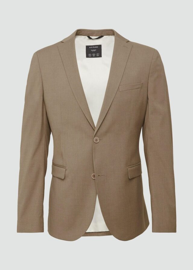 s.O PURE: Feines Sakko aus meliertem Stretch-Gewebe
