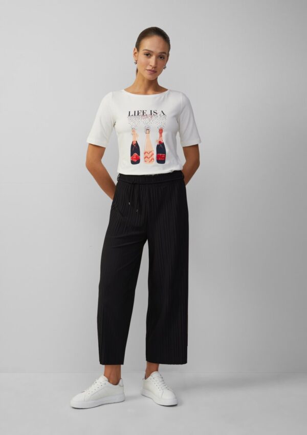 Plissierte Culotte mit Elastikbund und Bindeband