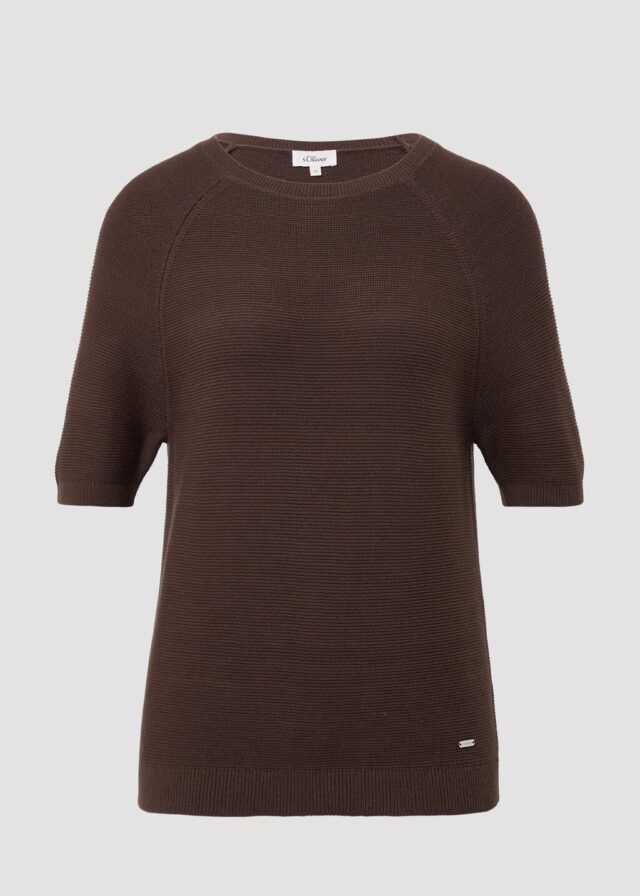 Kurzarm-Strickpullover aus Baumwollmix