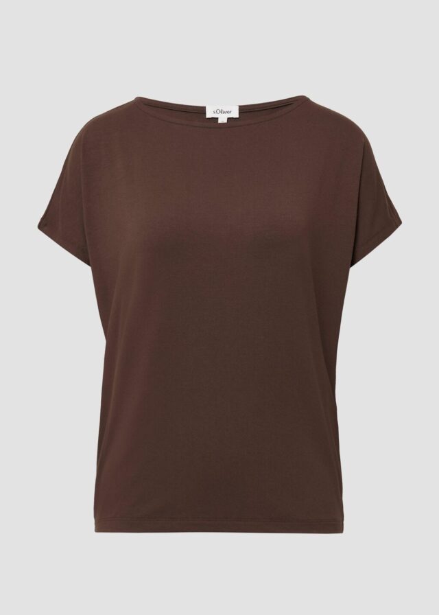 Fließendes Jersey-Shirt mit überschnittenen Schultern