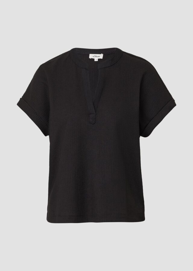 Strukturiertes T-Shirt im Relaxed Fit mit V-Ausschnitt