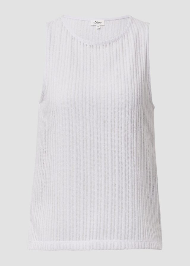 Transparentes Jersey-Top mit Rundhalsausschnitt