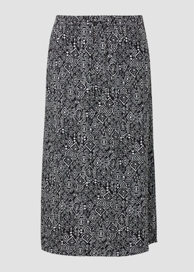 Midi-Rock aus Viskose mit Eingrifftaschen und Tunnelzug