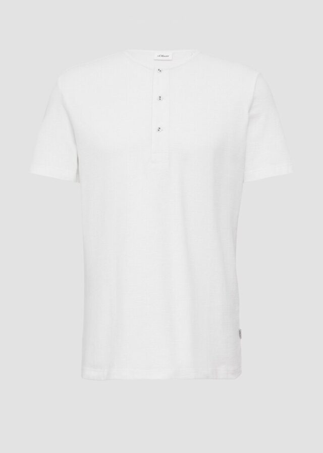 Henley-T-Shirt mit Flammgarnstruktur