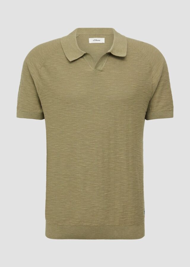 Gestricktes Poloshirt mit Flammgarnstruktur