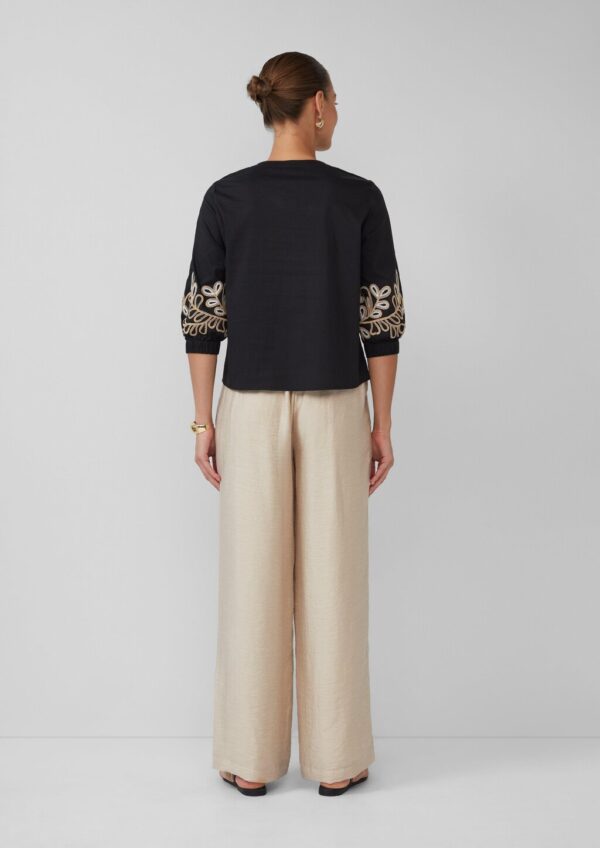 Popeline-Bluse mit Stickerei und 3/4-Ärmeln