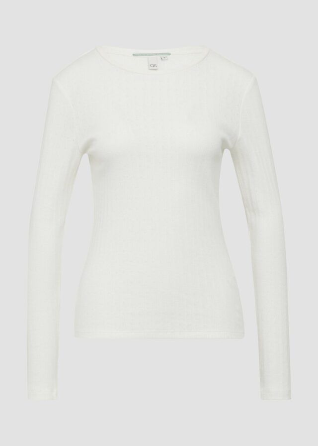 Slim Fit Langarmshirt mit Ajourmuster