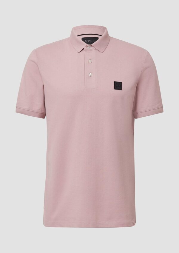 Piqué-Poloshirt aus Baumwollstretch mit Label-Patch
