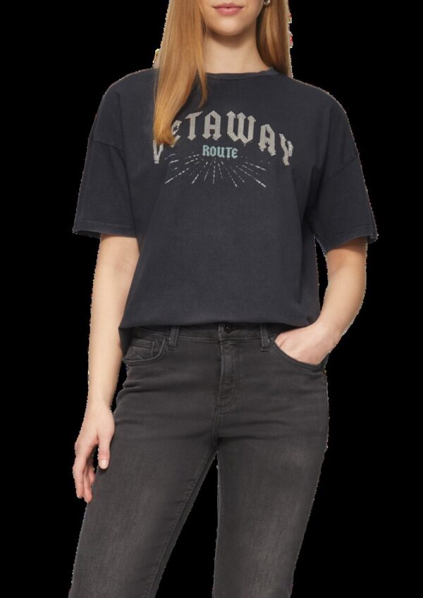 T-Shirt in gewaschener Optik mit Schmucksteinen