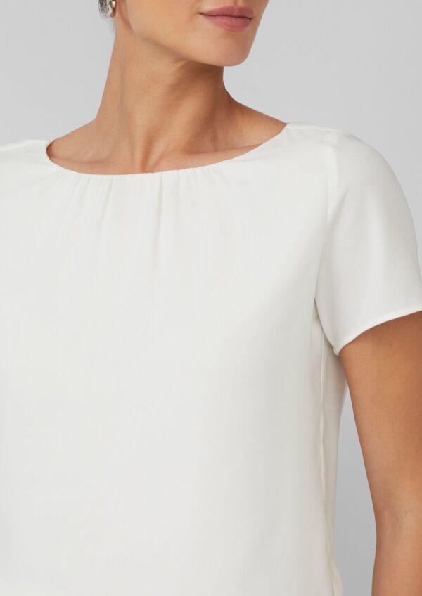 Bluse mit Viskosefutter und Rundhalsausschnitt