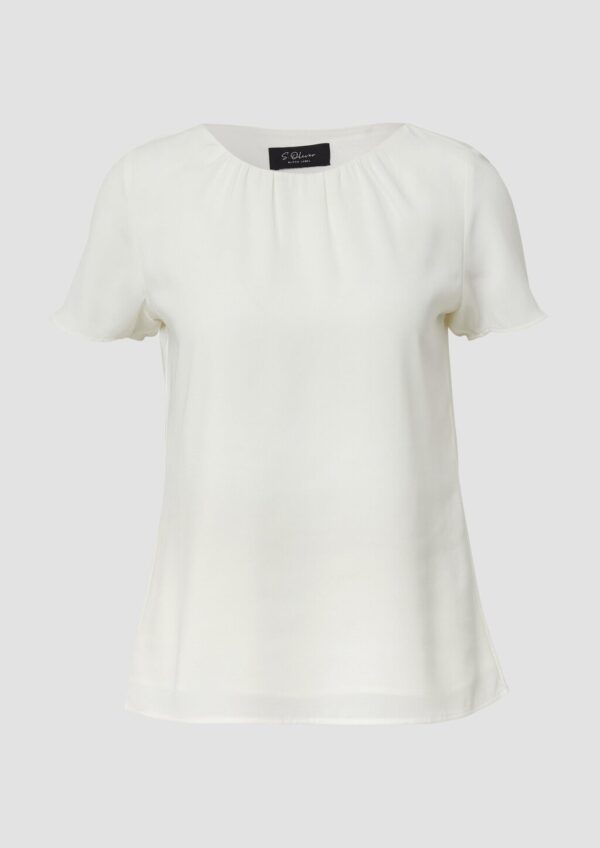 Bluse mit Viskosefutter und Rundhalsausschnitt