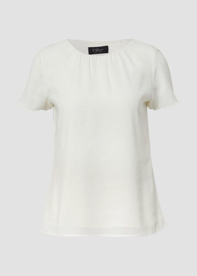 Bluse mit Viskosefutter und Rundhalsausschnitt