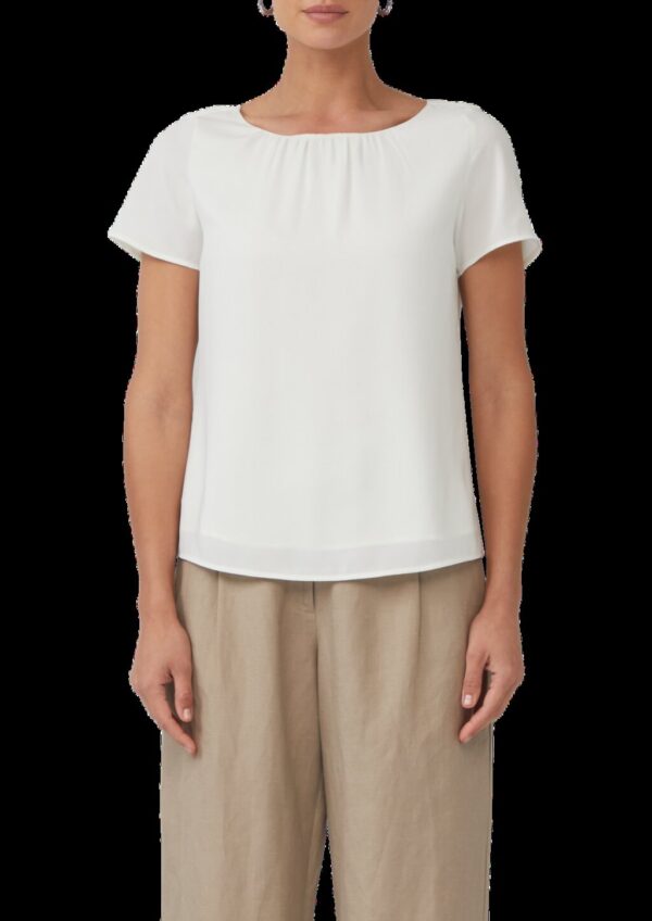 Bluse mit Viskosefutter und Rundhalsausschnitt