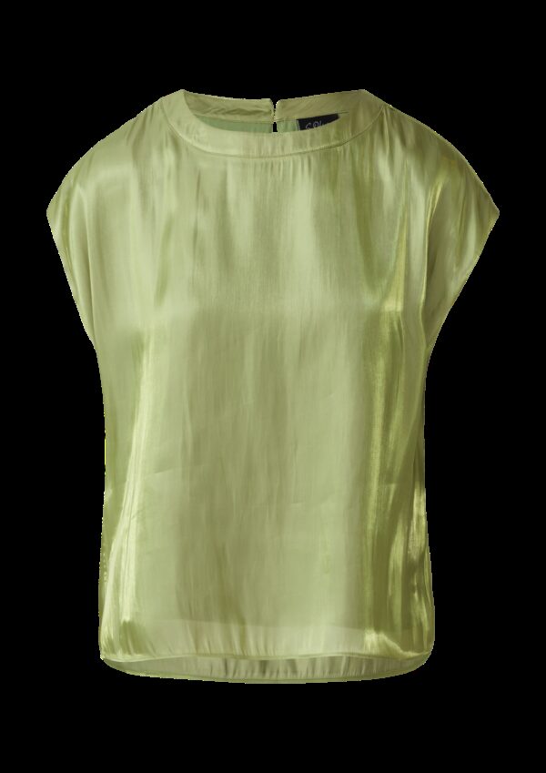 Glänzende Viskosebluse mit überschnittenen Schultern