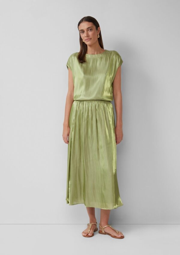 Glänzender Midirock mit Elastikbund