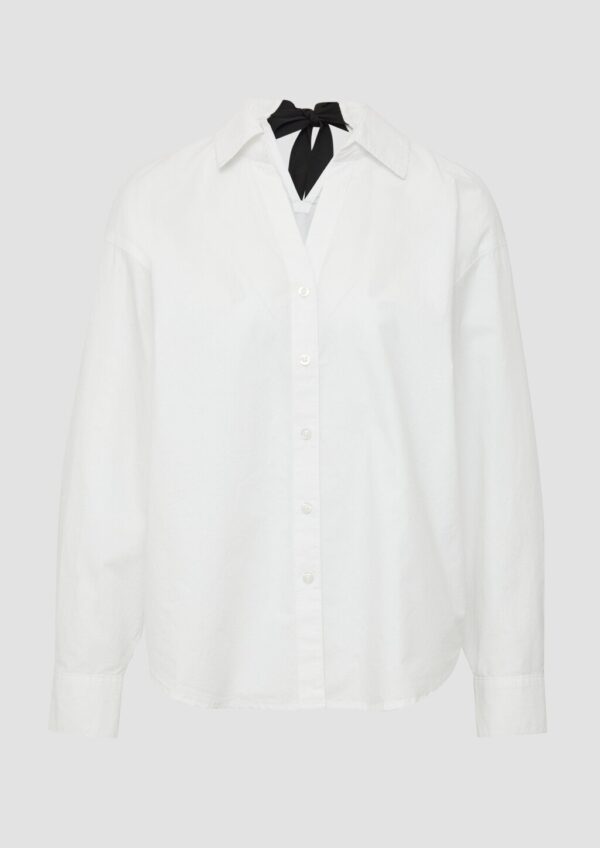 Popeline-Bluse im Relaxed Fit mit Schleife